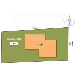 Дом 88м², 2-этажный, участок 3 сот.