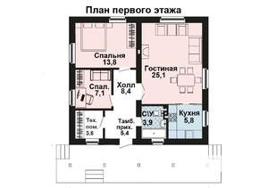 Дом 93м², 1-этажный, участок 3 сот.  