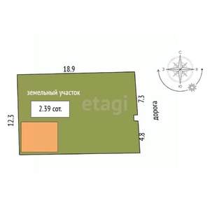 Дом 79м&sup2;, 2-этажный, участок 2 сот.  