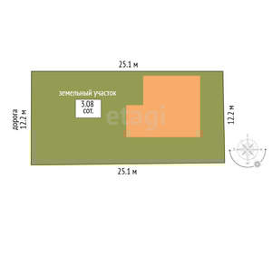 Дом 56м&sup2;, 1-этажный, участок 3 сот.  