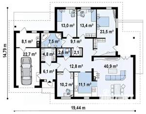 Дом 188м², 1-этажный, участок 6 сот.  