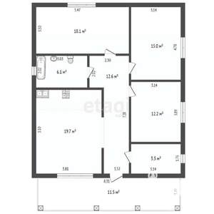Дом 115м², 1-этажный, участок 3 сот.  