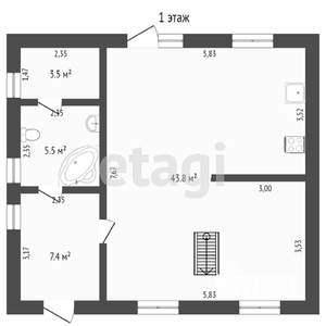 Дом 167м², 2-этажный, участок 5 сот.  