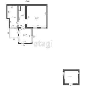 Дом 56м&sup2;, 1-этажный, участок 2 сот.  