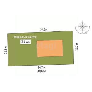 Дом 52м², 1-этажный, участок 3 сот.  