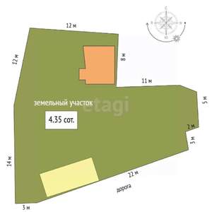 Дом 48м², 1-этажный, участок 4 сот.  