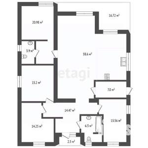 Дом 174м&sup2;, 1-этажный, участок 6 сот.  