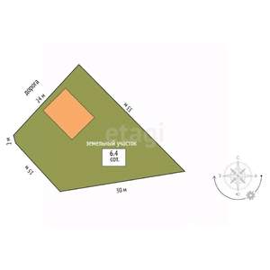 Дом 48м&sup2;, 1-этажный, участок 6 сот.  