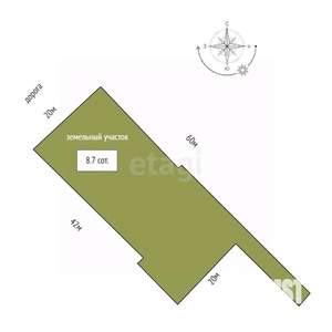 Дом 83м&sup2;, 1-этажный, участок 9 сот.  