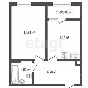 1-к квартира, на длительный срок, 35м2, 3/16 этаж