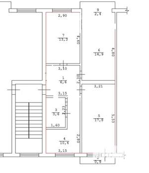 3-к квартира, на длительный срок, 70м2, 5/6 этаж