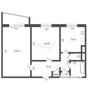 2-к квартира, на длительный срок, 50м2, 5/9 этаж