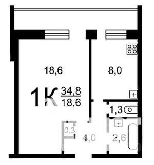 1-к квартира, на длительный срок, 34м2, 5/9 этаж