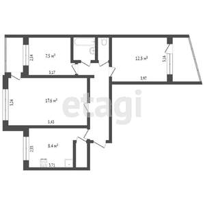 3-к квартира, вторичка, 63м2, 1/9 этаж