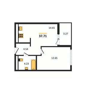 1-к квартира, вторичка, 38м2, 15/16 этаж