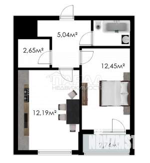 1-к квартира, строящийся дом, 39м2, 3/10 этаж