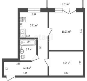 1-к квартира, вторичка, 32м2, 5/5 этаж