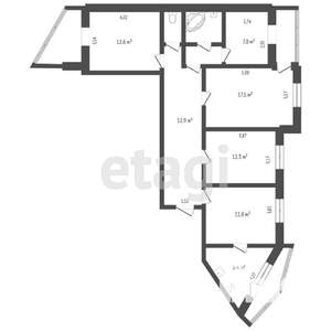 4-к квартира, вторичка, 95м2, 1/9 этаж