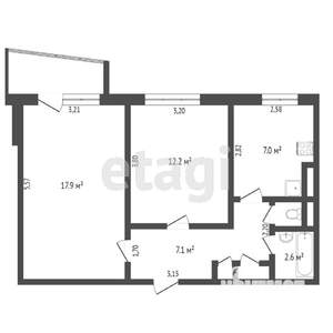 2-к квартира, вторичка, 50м2, 1/9 этаж