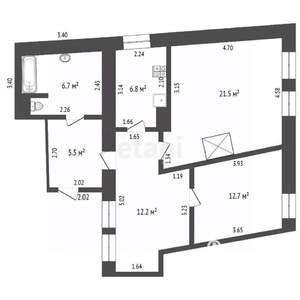 4-к квартира, вторичка, 65м2, 1/1 этаж