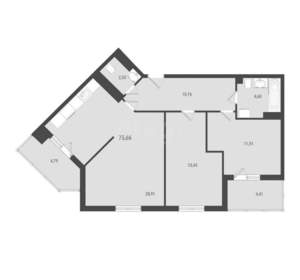 3-к квартира, вторичка, 76м2, 9/11 этаж