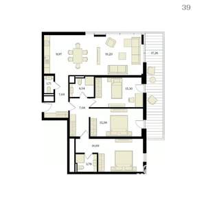 4-к квартира, вторичка, 125м2, 8/12 этаж