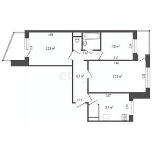 3-к квартира, вторичка, 68м2, 6/9 этаж