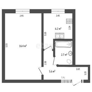 1-к квартира, вторичка, 31м2, 1/5 этаж