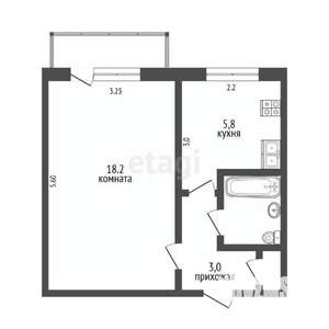 1-к квартира, вторичка, 31м2, 1/5 этаж