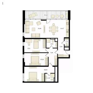 4-к квартира, вторичка, 125м2, 2/12 этаж