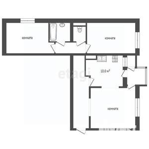 3-к квартира, вторичка, 72м2, 9/9 этаж