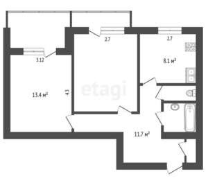 2-к квартира, вторичка, 59м2, 7/10 этаж