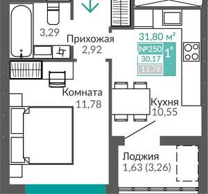 1-к квартира, вторичка, 30м2, 9/9 этаж