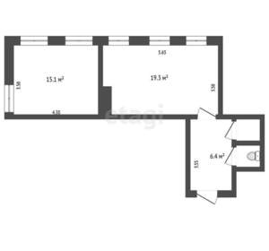 2-к квартира, вторичка, 43м2, 2/2 этаж