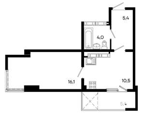 Студия квартира, вторичка, 41м2, 10/16 этаж