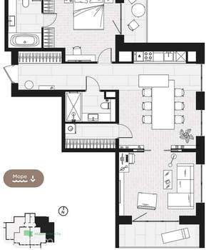 2-к квартира, вторичка, 98м2, 4/16 этаж