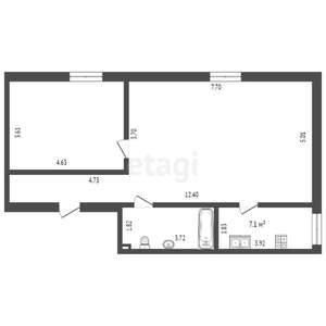 2-к квартира, вторичка, 72м2, 4/4 этаж