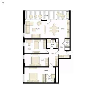 4-к квартира, вторичка, 124м2, 3/12 этаж