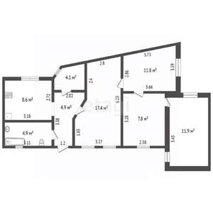4-к квартира, вторичка, 71м2, 1/1 этаж