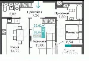2-к квартира, вторичка, 51м2, 10/17 этаж