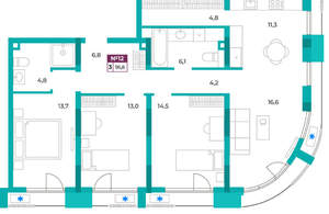 3-к квартира, вторичка, 96м2, 2/9 этаж