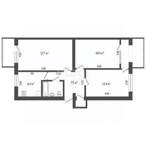 3-к квартира, вторичка, 63м2, 3/5 этаж