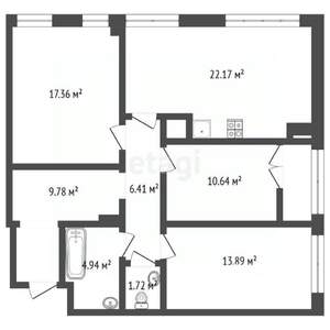 3-к квартира, вторичка, 89м2, 6/9 этаж
