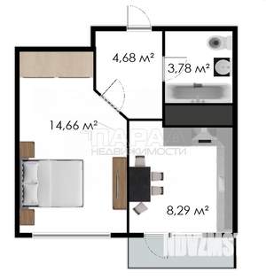 1-к квартира, вторичка, 36м2, 7/9 этаж