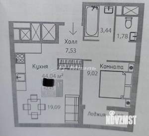 1-к квартира, вторичка, 44м2, 12/16 этаж