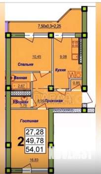 2-к квартира, вторичка, 51м2, 3/10 этаж