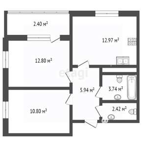 2-к квартира, вторичка, 52м2, 2/17 этаж