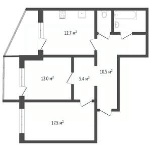 2-к квартира, вторичка, 62м2, 1/9 этаж