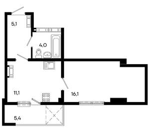 Студия квартира, вторичка, 42м2, 5/16 этаж