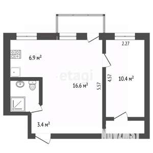 2-к квартира, вторичка, 42м2, 5/5 этаж